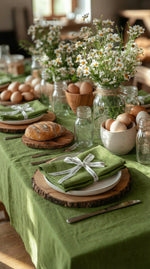 Load image into Gallery viewer, Lettuce Green 100% Linen Napkins (Set of 4) – 45x45 cm - Easter table

