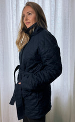 Load image into Gallery viewer, Multiseason linen quilted jacket in Dark Night colour
