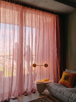 Charger l'image dans la galerie, Natural linen sheer tulle in Raspberry colour
