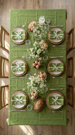 Load image into Gallery viewer, Easter table, tablecloth from soft natural linen in Lettuce Green
