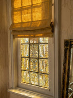 Load image into Gallery viewer, Linen Roman Blinds in Yellow straw colour
