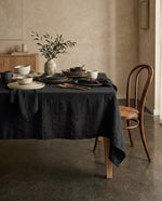 Charger l'image dans la galerie, Tablecloth from soft linen in Black
