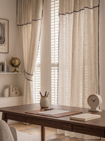 Charger l'image dans la galerie, Natural linen sheer tulle with contrast piping - 1 panel
