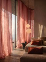 Charger l'image dans la galerie, Natural linen sheer tulle in Raspberry colour
