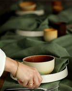 Load image into Gallery viewer, Tablecloth from olive linen
