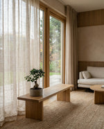 Load image into Gallery viewer, Natural linen sheer tulle in Beige colour - 1 panel
