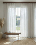 Afbeelding in Gallery-weergave laden, Natuurlijke linnen doorschijnende tule in blauwgrijze kleur - 1 paneel
