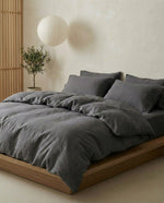 Load image into Gallery viewer, Graphite bedding from soft  natural linen
