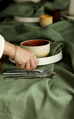 Load image into Gallery viewer, Tablecloth from olive linen
