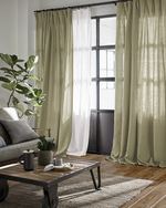 Load image into Gallery viewer, Dry Sage linen curtains, sheer drapes - 1 panel
