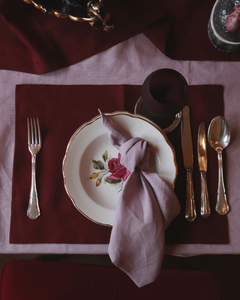 Linen table placemat in burgundy