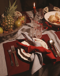 Linen table placemat in burgundy