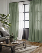 Load image into Gallery viewer, Olive linen curtains, sheer drapes - 1 panel
