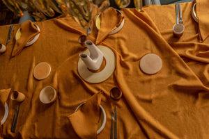 Tablecloth from soft linen in Safran