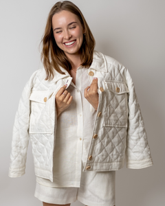 Quilted linen jacket Off White