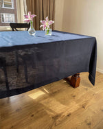 Load image into Gallery viewer, Tablecloth from dark blue soft linen no
