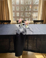 Load image into Gallery viewer, Tablecloth from dark blue soft linen no
