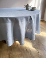 Load image into Gallery viewer, Round tablecloth from dusty blue linen
