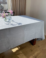 Load image into Gallery viewer, Tablecloth from soft linen in dusty blue
