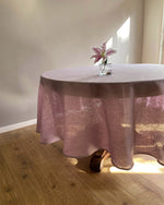 Load image into Gallery viewer, Round tablecloth from soft linen in lilac
