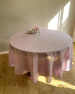 Load image into Gallery viewer, Round tablecloth from soft linen in lilac
