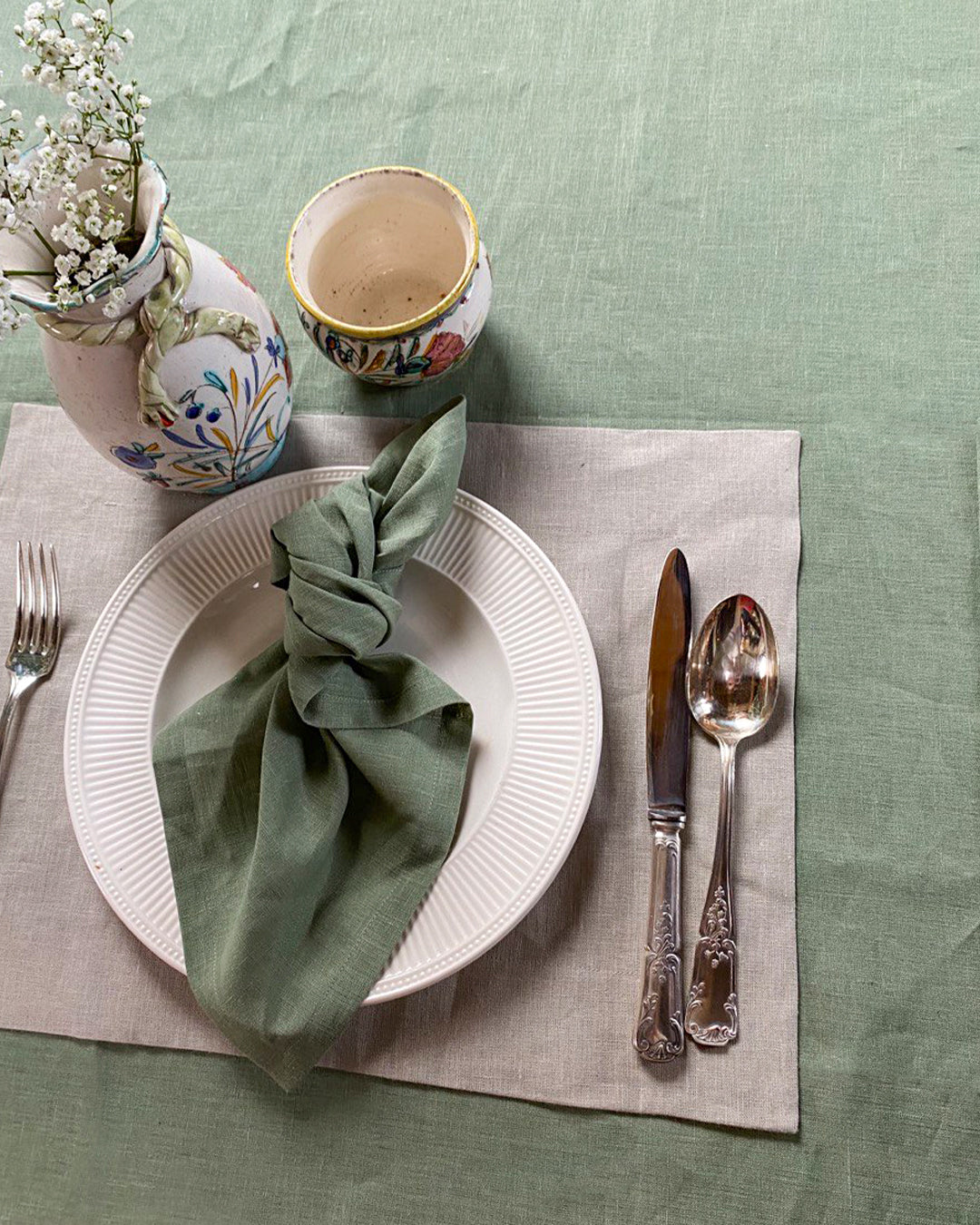 Linen napkins in Olive